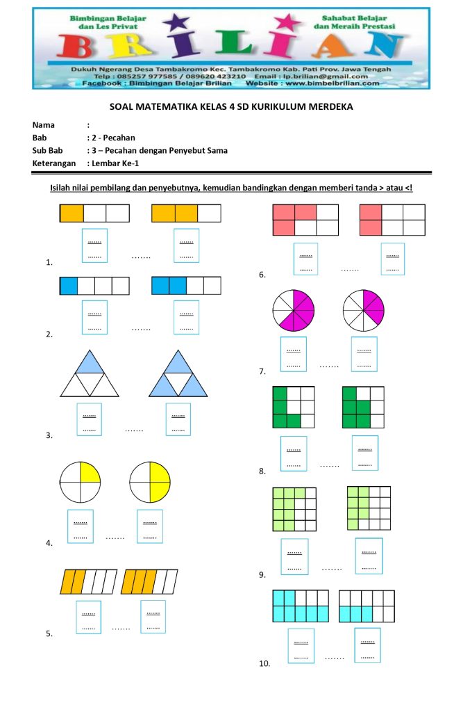 Evaluasi Pecahan Kelas 4