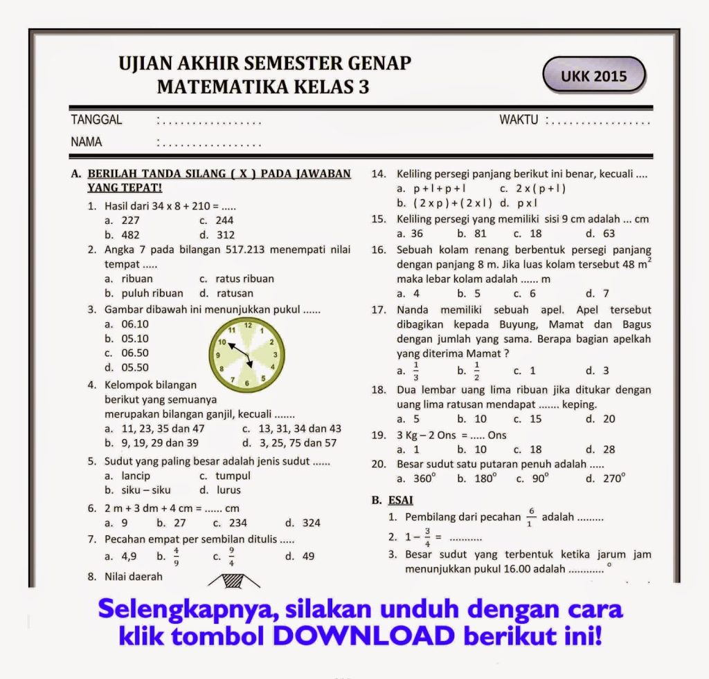 5 Contoh Soal Mid Semster 2 Kelas 4 yang Sering Muncul di Ujian, Wajib Dipelajari!