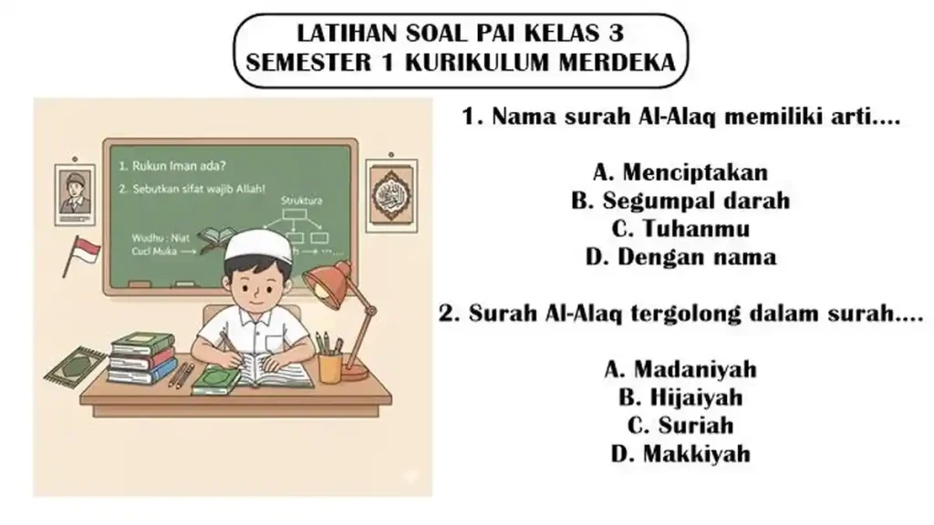 5 Soal pai kelas 3 semester 1 kurikulum 2013 Paling Sering Muncul di Ujian Sekolah