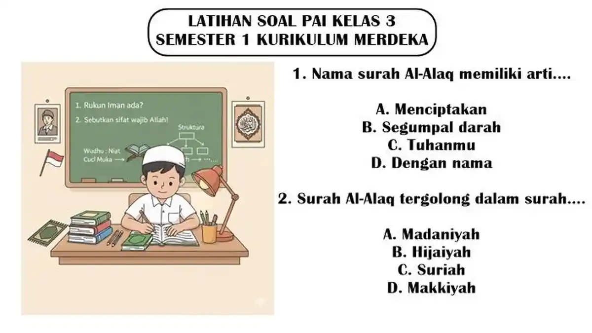 5 Soal pai kelas 3 semester 1 kurikulum 2013 Paling Sering Muncul di Ujian Sekolah