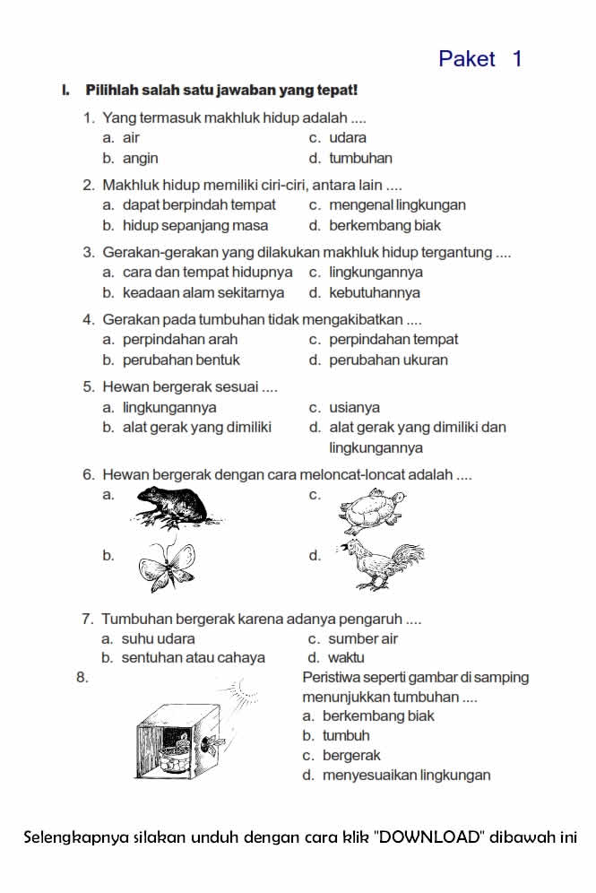 Ternyata Ada 5 Lembar Kerja Soal IPA Kelas 3 Bab 1 Siap Cetak