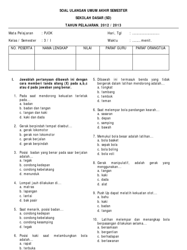 3 Rahasia Soal PJOK Kelas 3 SD Semester 1 Kurikulum Merdeka dari Jurnal Guru