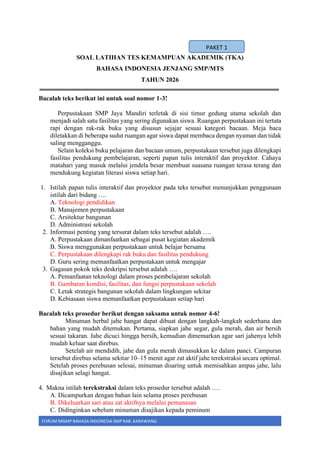 Latihan Soal TKA B Indonesia Paket 1 pdf Latihan Soal TKA B Indonesia Paket 1 pdf