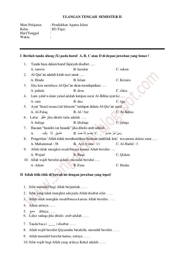 Persiapan Menyeluruh untuk Ulangan Agama Kristen Kelas 1 SD Semester 2 Persiapan Menyeluruh untuk Ulangan Agama Kristen Kelas 1 SD Semester 2
