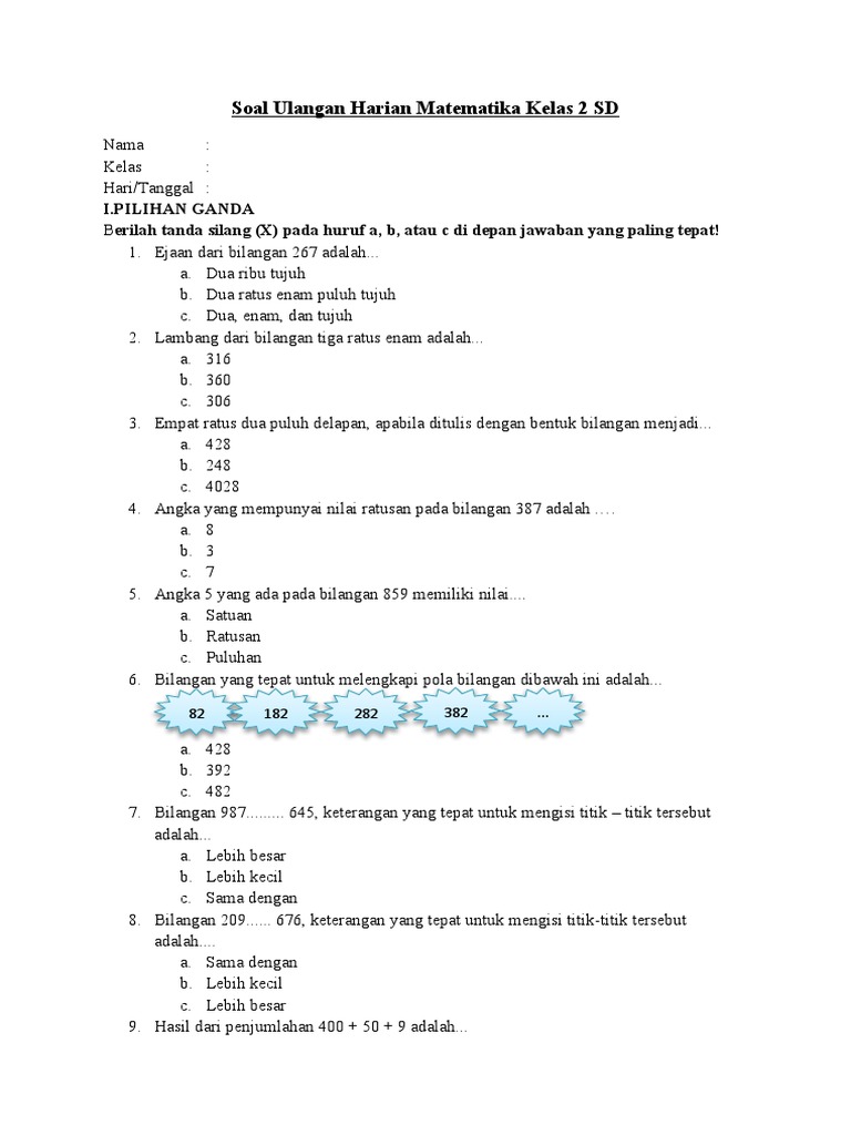 Kunci Sukses Belajar Download Soal Ulangan Harian Kelas 2 SD Semester