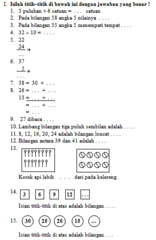 5 Soal Kelas 1 Matematika Semester 2 yang Wajib Dikuasai Sebelum Ujian Tiba