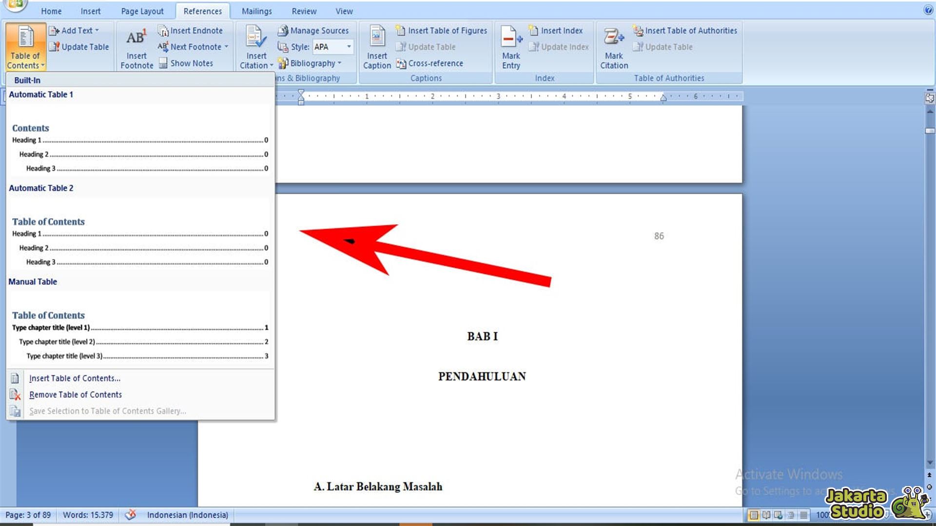 Cara Membuat Titik-Titik Daftar Isi di Microsoft Word Cara Membuat Titik-Titik Daftar Isi di Microsoft Word