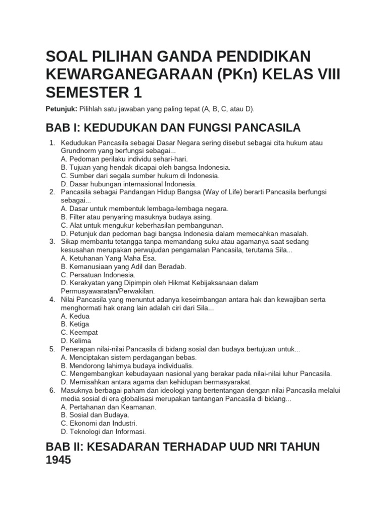 Akhirnya Terungkap 3 Rahasia Mudah Download Soal PKn MTs Kelas VIII Semester 1 Bab 3 yang Wajib Kamu Tahu