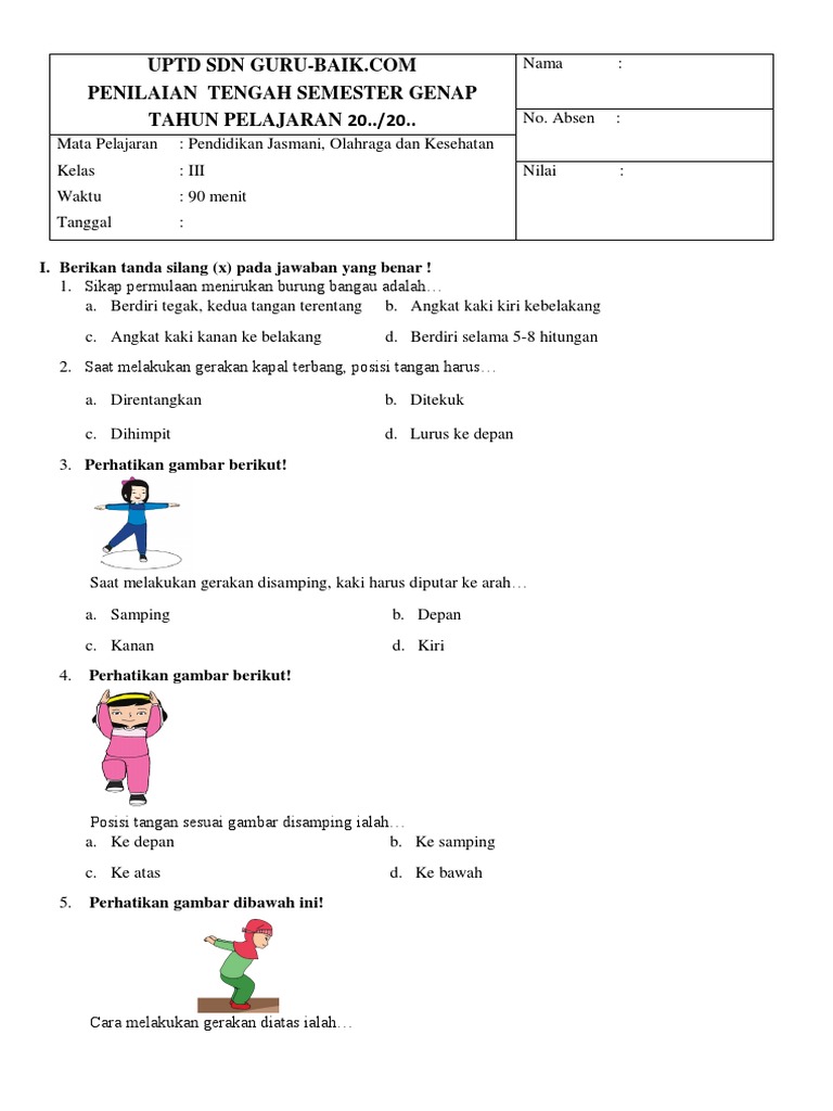 Jangan Sampai Ketinggalan! Download Soal Ujian PJOK Kelas 3 Semester 2 untuk Latihan Efektif