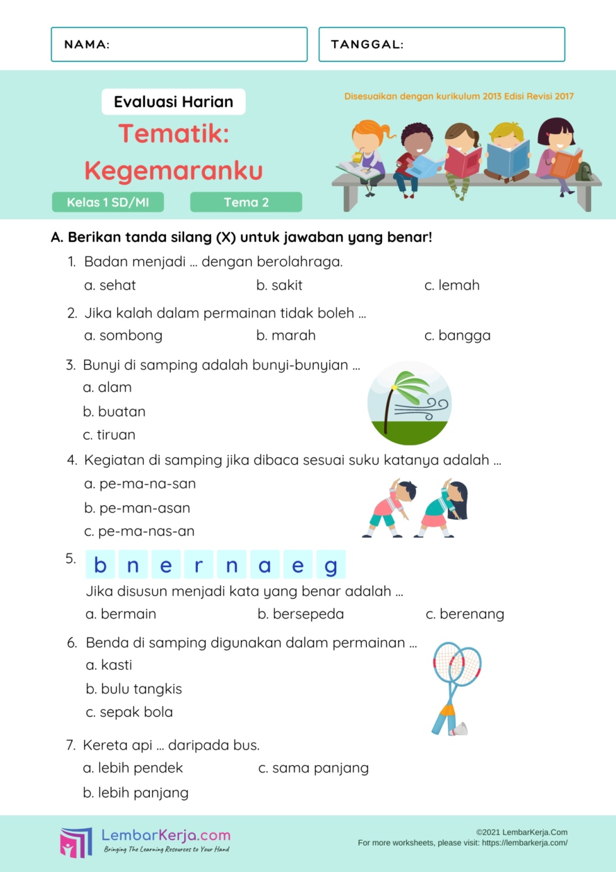 Wajib Tahu Donwlod Soal Tema 1 Subtema 3 Kelas 1 yang Paling Dicari