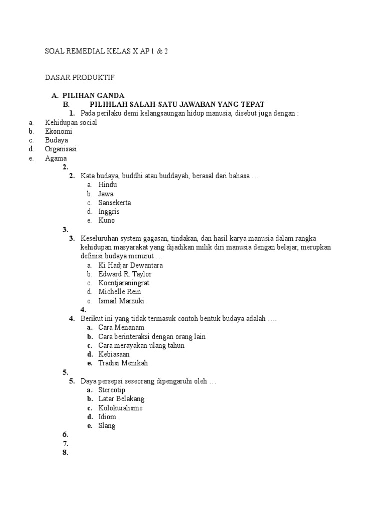 Soal Remedial Dasar Produktif Kelas X PDF Perjalanan Soal Remedial Dasar Produktif Kelas X PDF Perjalanan