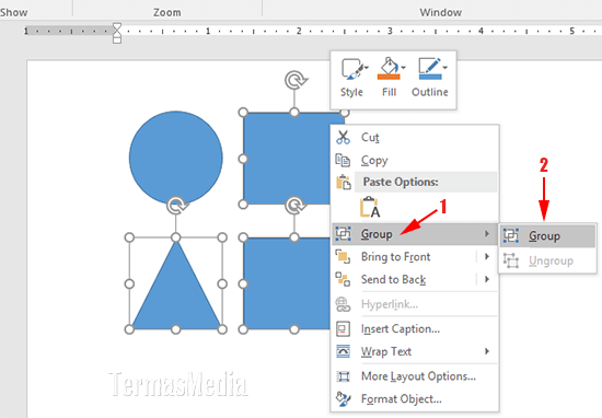Mengelompokkan Gambar Foto Grafik Shape Dan Obyek Lain Di Microsoft Word