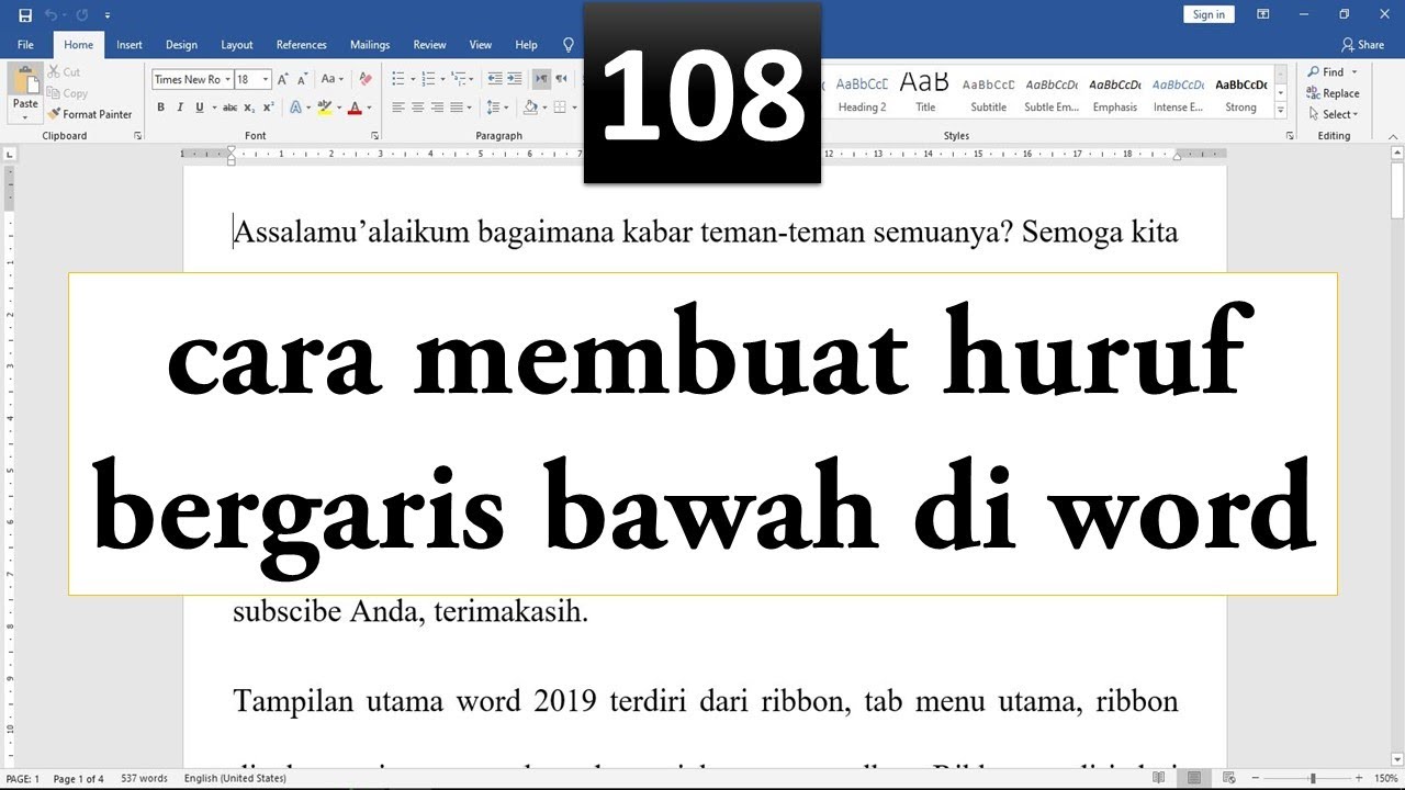 cara menggaris bawahi tulisan di microsoft word - YouTube cara menggaris bawahi tulisan di microsoft word - YouTube
