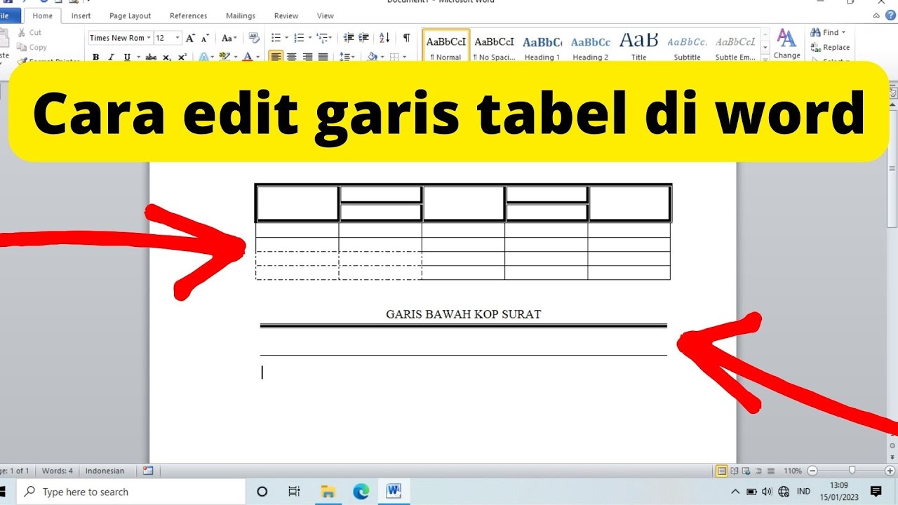 Cara Membuat Garis Pada Tabel Di Word - Image to u Cara Membuat Garis Pada Tabel Di Word - Image to u