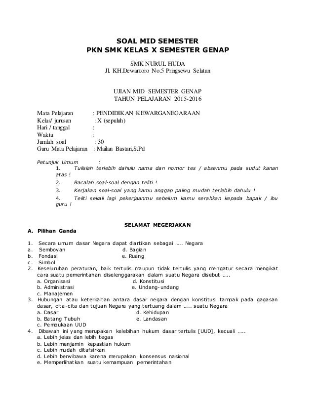 Contoh Soal Essay Pelajaran Pkn Kelas 10 Semester 2 - Kaisar Soal Contoh Soal Essay Pelajaran Pkn Kelas 10 Semester 2 - Kaisar Soal