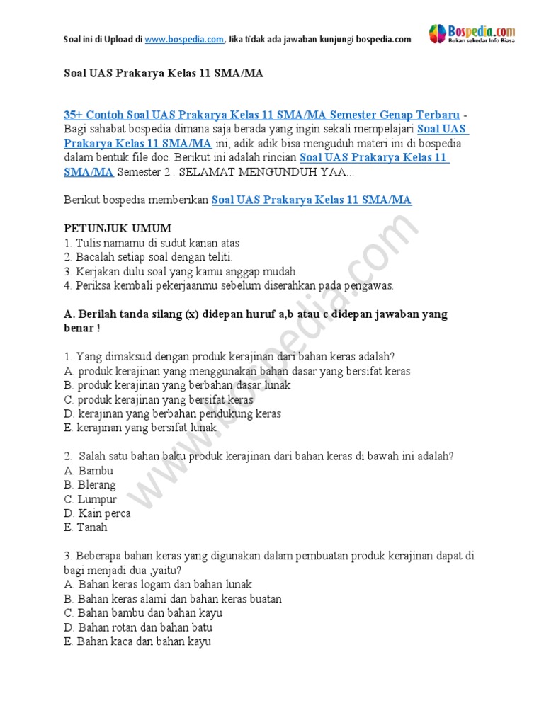 7 Contoh Soal Prakarya Kelas 11 Semester 2 yang Wajib Kamu Kuasai Sebelum Ujian Akhir