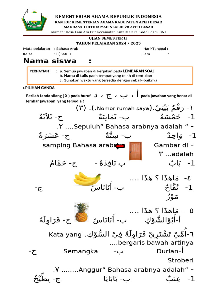 7 Fakta Soal Bahasa Arab Kelas 1 Semester 2 dan Kunci Jawaban yang Sering Tak Diketahui Guru