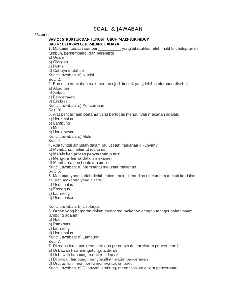 Soal Kunci Jawaban IPA Kelas 8 Sem Genap 2023-2024 PDF Soal Kunci Jawaban IPA Kelas 8 Sem Genap 2023-2024 PDF