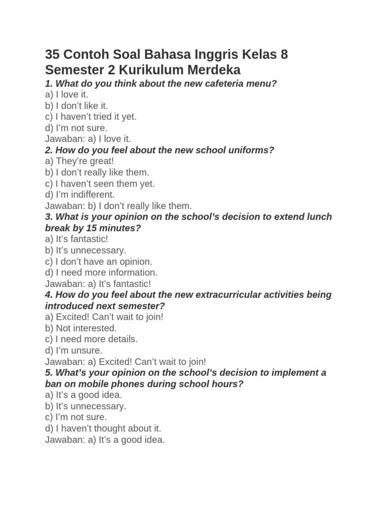 7 Tempat Download Soal Bahasa Inggris Kelas 8 Semester 2 PDF Terbaru 2026 yang Wajib Dicoba
