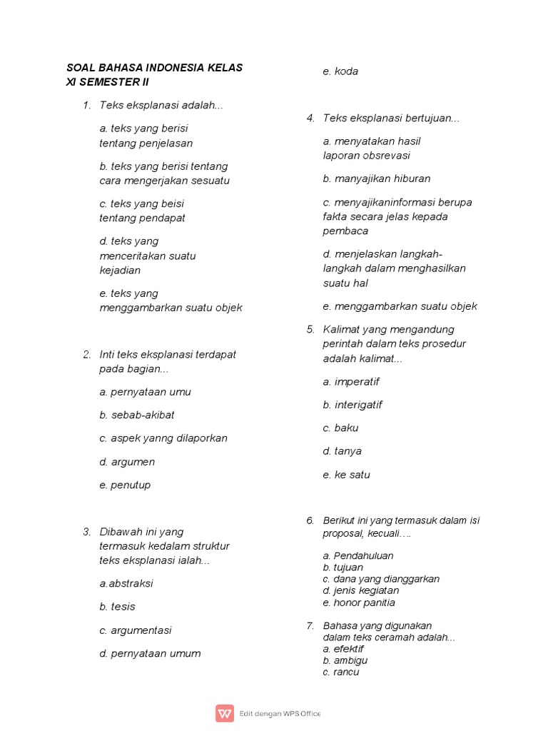 Soal Bahasa Indonesia Kelas XI Semester II PDF Seni Disiplin Bahasa Soal Bahasa Indonesia Kelas XI Semester II PDF Seni Disiplin Bahasa