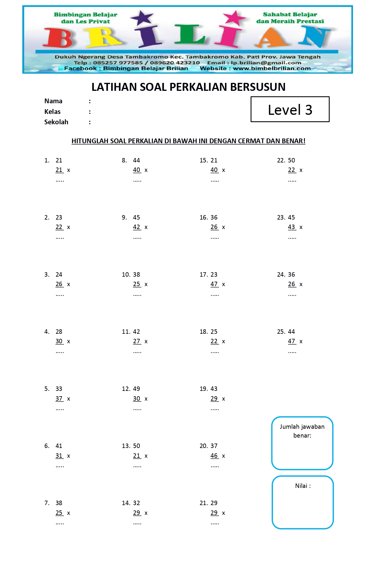 Akhirnya Tersedia Soal Perkalian Kelas 3 PDF Kurikulum Merdeka 2026 Lengkap dengan Kunci Jawaban untuk Latihan Mandiri