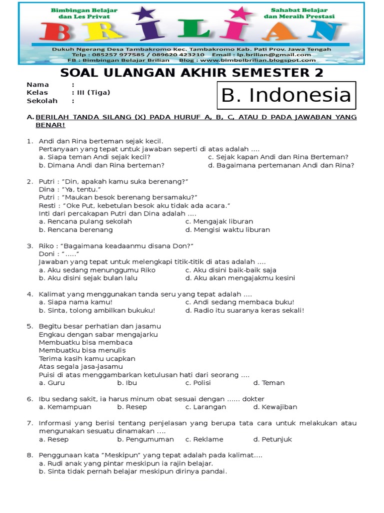 Soal Bahasa Indonesia Tema 8 Kelas 5 - Piffle me Soal Bahasa Indonesia Tema 8 Kelas 5 - Piffle me