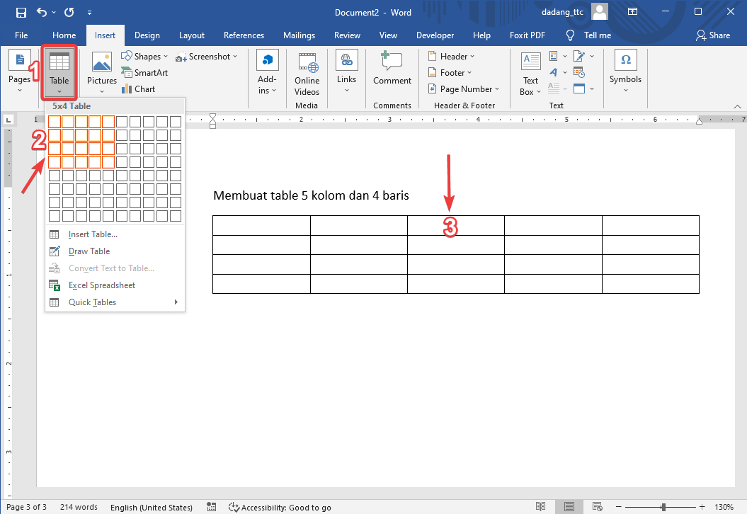 Cara Membuat Mengatur Tabel di Word Tutorial Pemula TTC