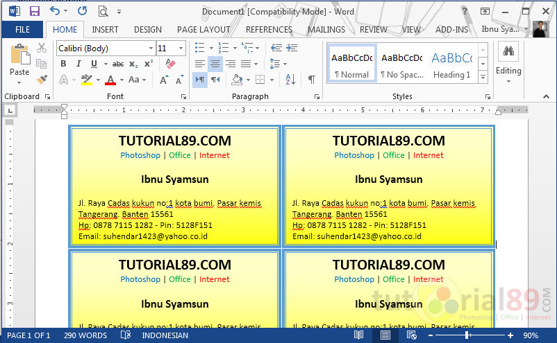 Membuat Kartu Nama Profesional Dengan Microsoft Word Panduan Lengkap Membuat Kartu Nama Profesional Dengan Microsoft Word Panduan Lengkap