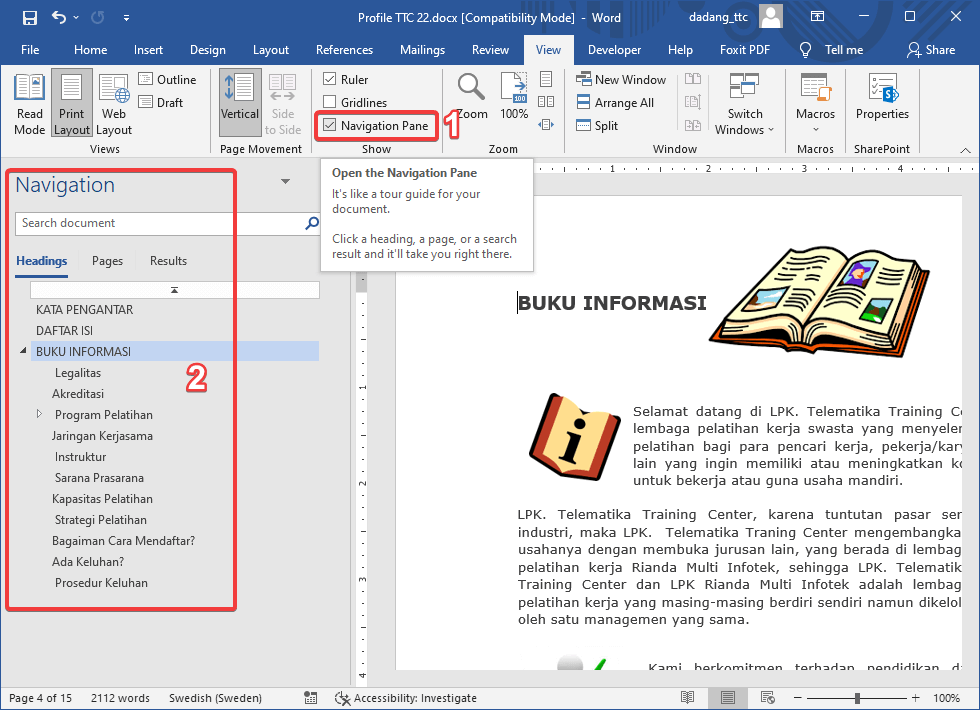 Cara Menggunakan Styles Navigasi di Word Tutorial Pemula TTC Cara Menggunakan Styles Navigasi di Word Tutorial Pemula TTC