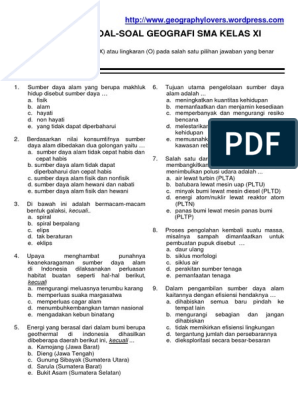 Inilah 5 Contoh Soal Geografi Kelas 11 Semester 2 yang Sering Muncul di Ujian, Wajib Kamu Pelajari Sebelum Terlambat!