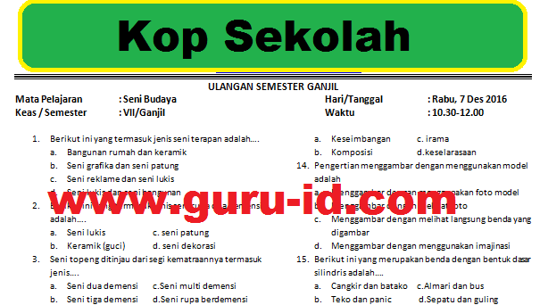 Rahasia contoh soal seni budaya kelas 11 semester 1 ktsp 2013 wajib kuasai sebelum UN 2026