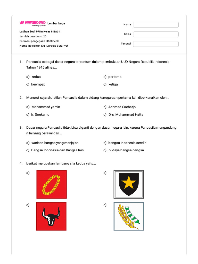 Latihan Soal PPKn Kelas 8 Pancasila PDF