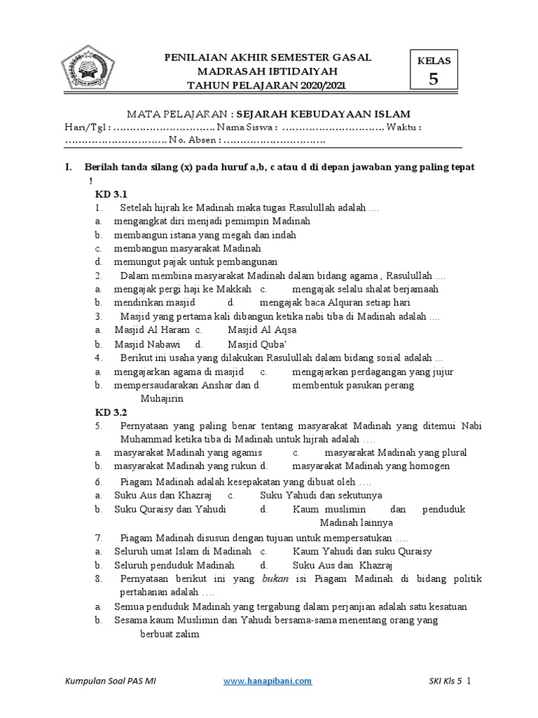 Soal SKI Kelas 5 Semester 1 dan Kunci Jawaban Terbaru 2026: 7 Materi Wajib Dikuasai Agar Nilai 100