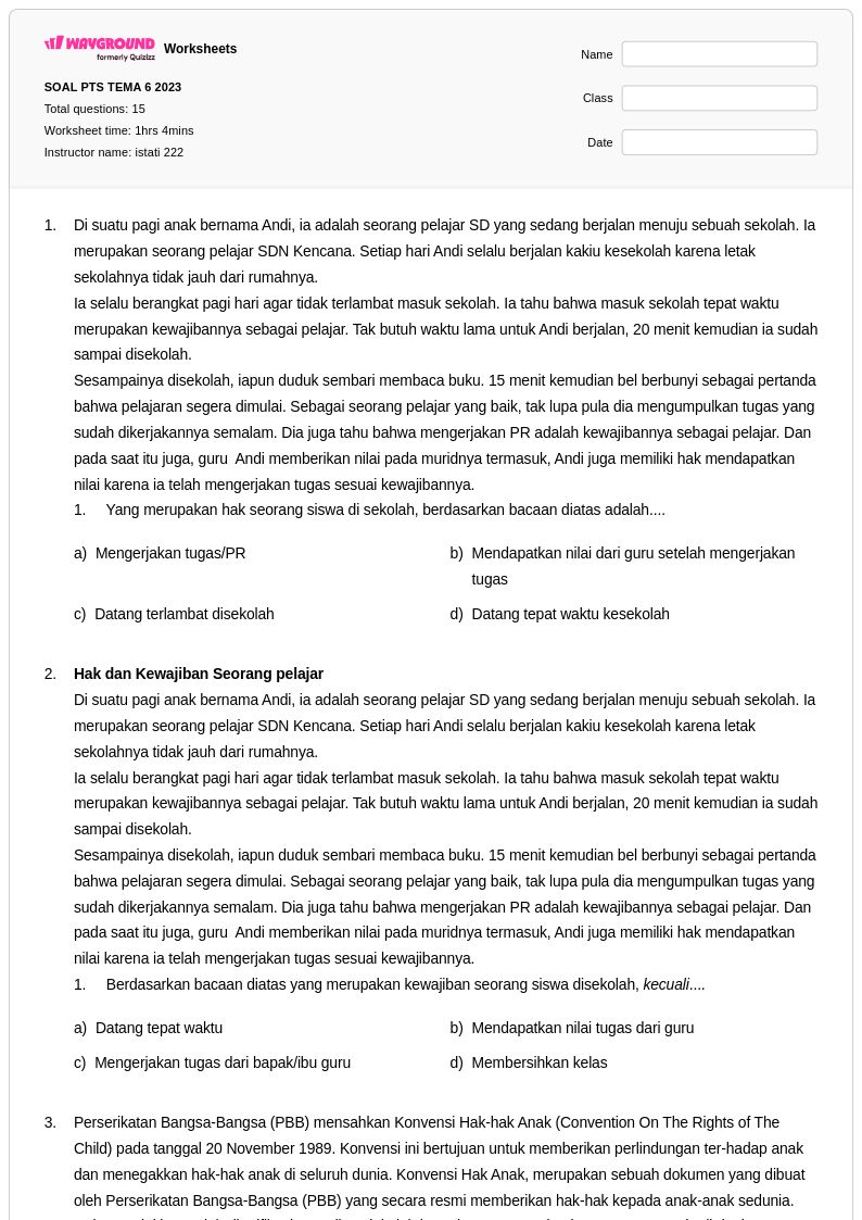 Ternyata Ini 3 Bagian Soal PTS Tema 6 Kelas 3 yang Sering Bikin Siswa Salah Jawab