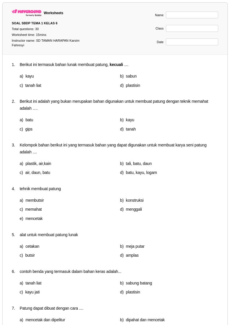 50 lembar kerja Konstruksi untuk Kelas 1 di Wayground Gratis Dapat