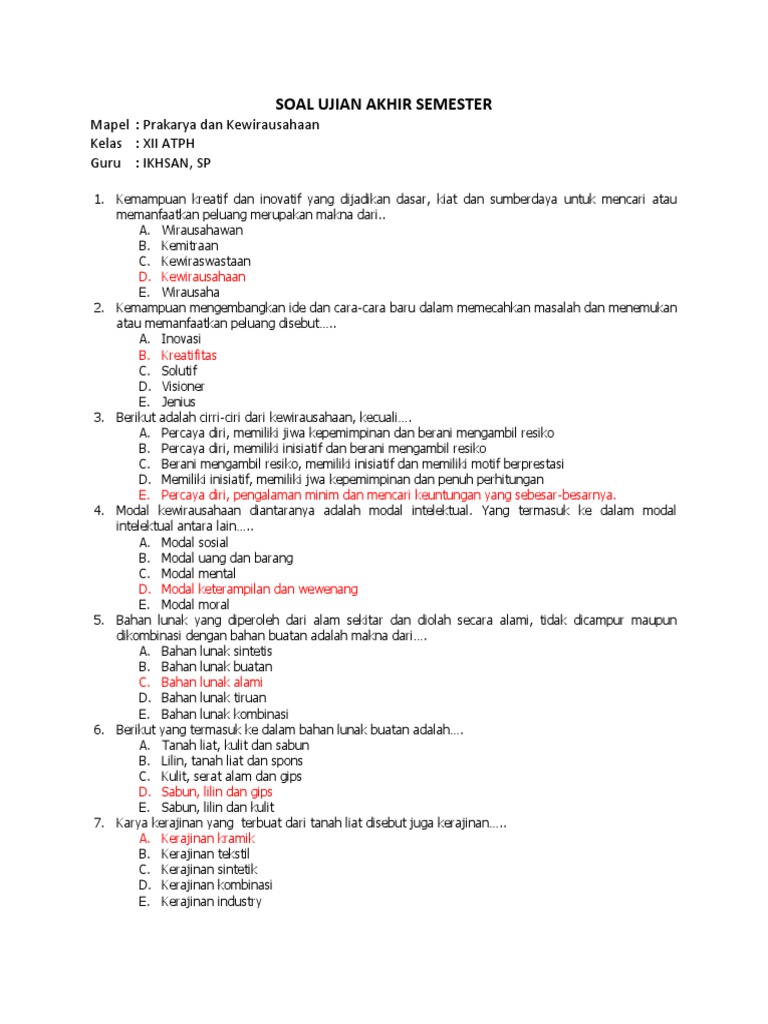 Ternyata Ini Dia Contoh Soal Prakarya Tanaman Pangan Kelas 10 Semester 2 yang Sering Muncul di Ujian