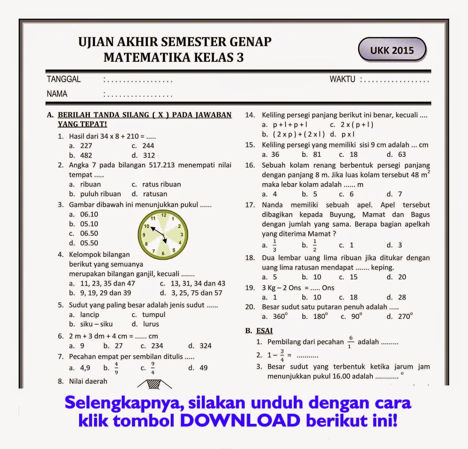 Ternyata Ini Dia Soal TIK Kelas 3 SD Semester 2 dan Kunci Jawaban yang Wajib Dikuasai Siswa Sebelum Terlambat