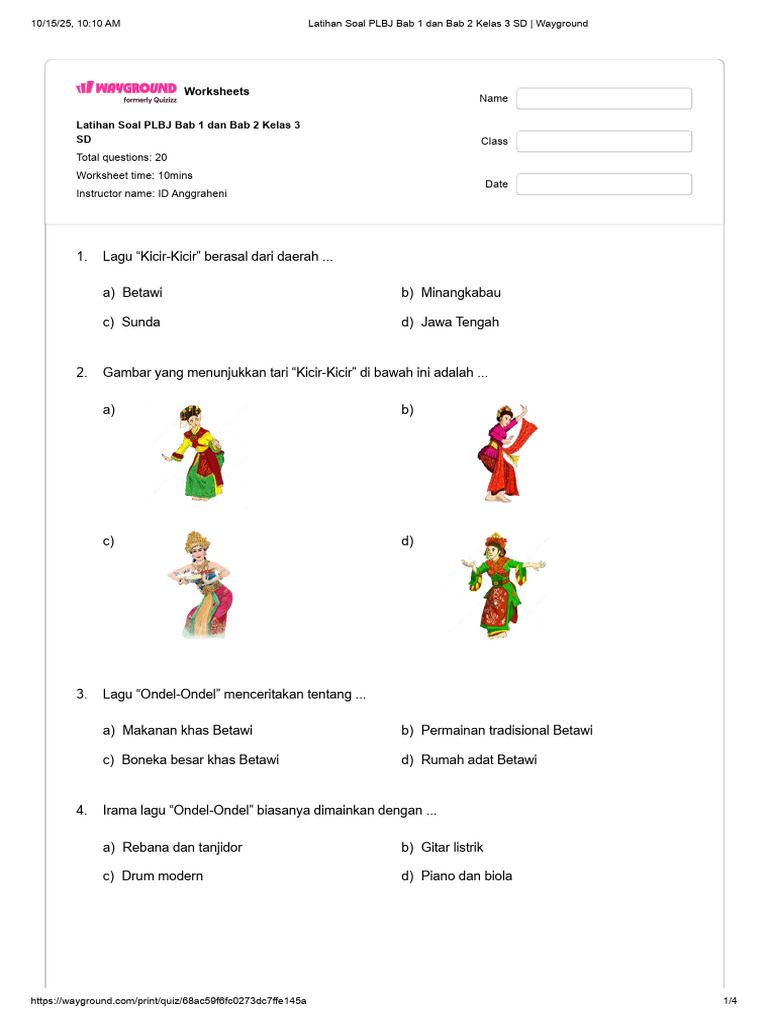 Latihan Soal PLBJ Kelas 3 SD PDF Latihan Soal PLBJ Kelas 3 SD PDF