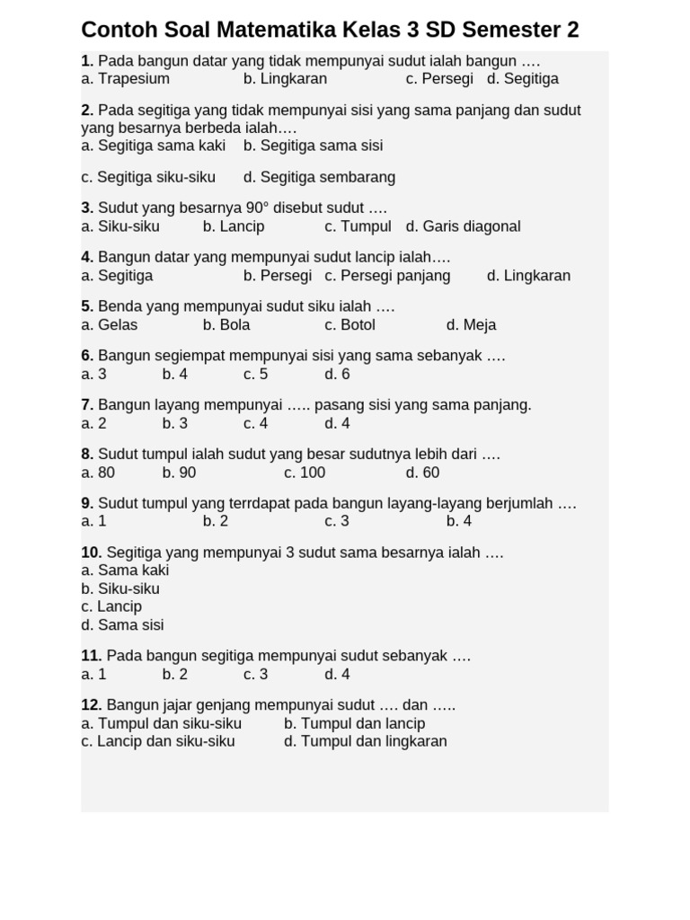 Ternyata Ini Kunci Jawaban Soal UTS Matematika Kelas 3 SD Semester 2 yang Sering Bikin Nilai Anjlok