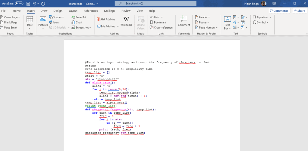 cara membuat source code di word
