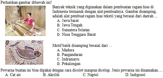 contoh soal seni budaya kelas 7 semester 1 kurikulum 2013
