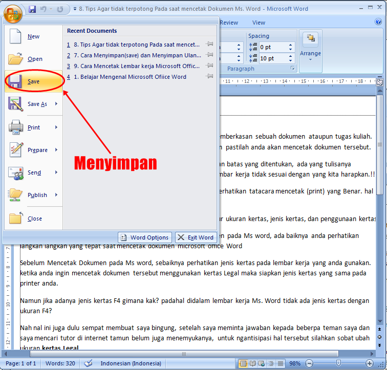 Cara Menyimpan save dan Menyimpan Ulang save as Dokumen pada Cara Menyimpan save dan Menyimpan Ulang save as Dokumen pada
