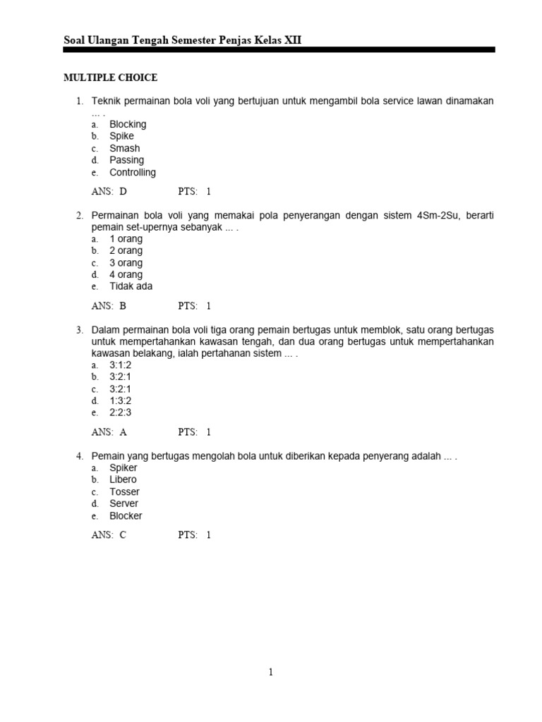 soal penjas kelas 12 semester 2