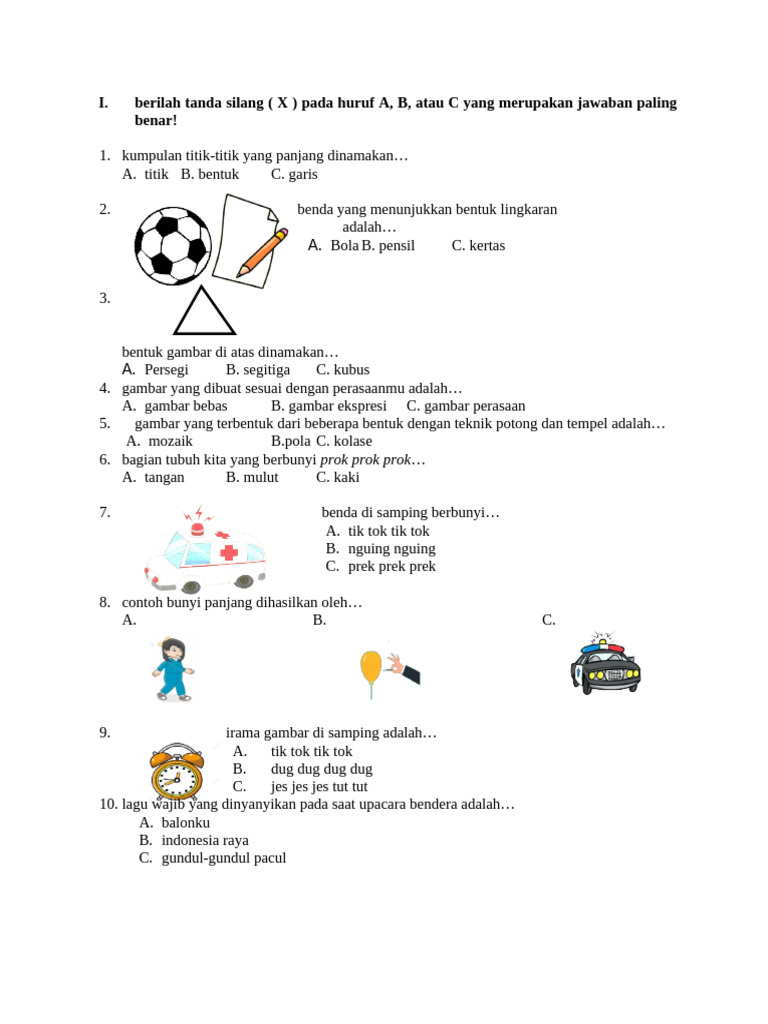 soal seni budaya kelas 1 semester 2