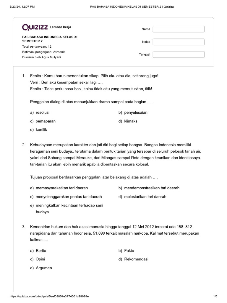 soal uas bahasa indonesia kelas 11 semester 2