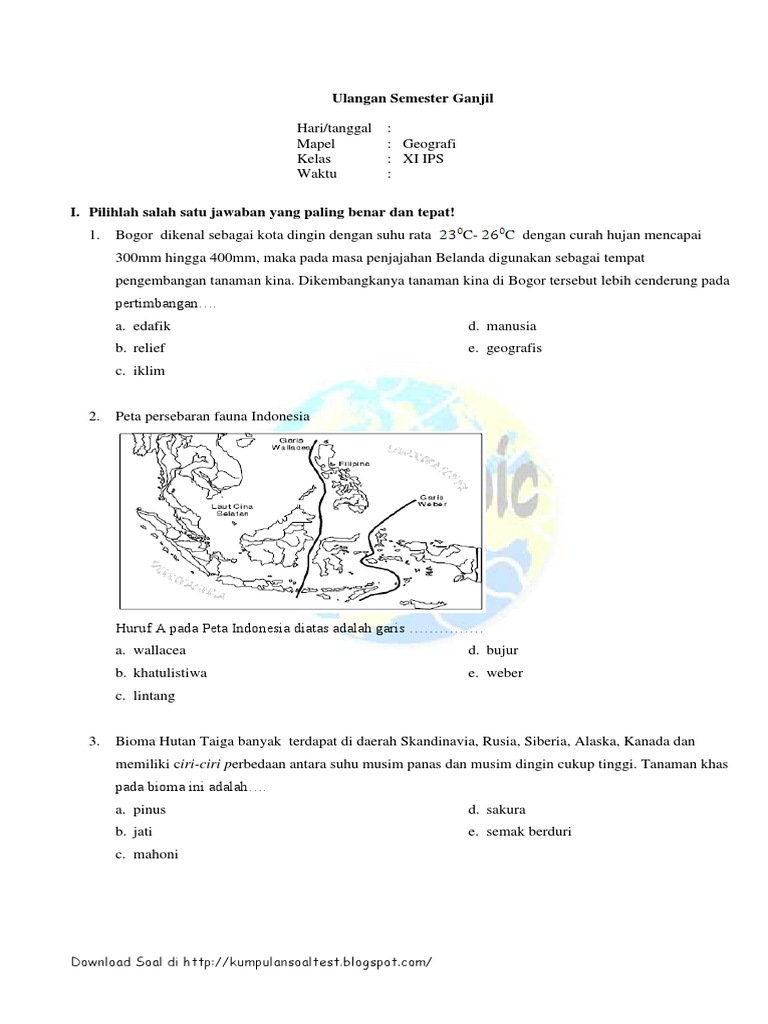 Soal UAS Geografi Kelas 11 Semester 1 PDF Sains Matematika Soal UAS Geografi Kelas 11 Semester 1 PDF Sains Matematika