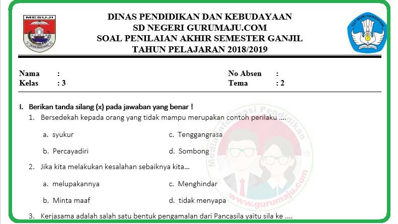 Wajib Tahu Bocoran Soal UAS Kelas 3 SD Semester 2 Kurikulum 2013 Denpasar Terbaru